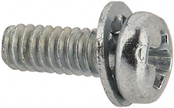 Value Collection - #2-56 UNC, 1/4" Length Under Head Phillips Drive Machine Screw - Pan Head, Grade J82 Steel, Zinc-Plated Finish, Internal Tooth - Americas Industrial Supply