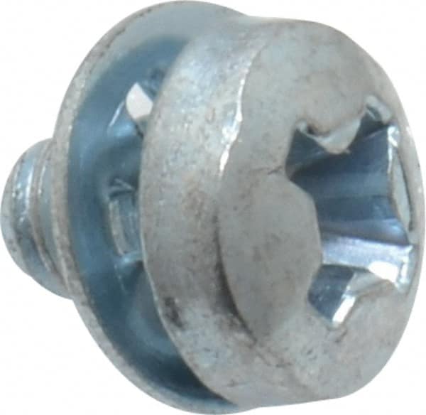 Value Collection - #6-32 UNC, 3/16" Length Under Head Phillips Drive Machine Screw - Pan Head, Grade J82 Steel, Zinc-Plated Finish, Internal Tooth - Americas Industrial Supply