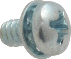 Value Collection - #6-32 UNC, 1/4" Length Under Head Phillips Drive Machine Screw - Pan Head, Grade J82 Steel, Zinc-Plated Finish, Internal Tooth - Americas Industrial Supply