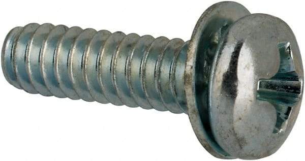 Value Collection - #6-32 UNC, 1/2" Length Under Head Phillips Drive Machine Screw - Pan Head, Grade J82 Steel, Zinc-Plated Finish, Internal Tooth - Americas Industrial Supply