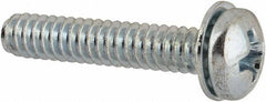 Value Collection - #6-32 UNC, 3/4" Length Under Head Phillips Drive Machine Screw - Pan Head, Grade J82 Steel, Zinc-Plated Finish, Internal Tooth - Americas Industrial Supply