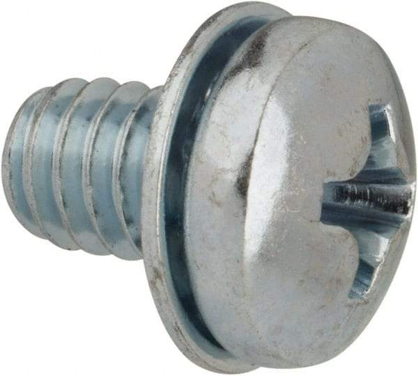 Value Collection - #8-32 UNC, 1/4" Length Under Head Phillips Drive Machine Screw - Pan Head, Grade J82 Steel, Zinc-Plated Finish, Internal Tooth - Americas Industrial Supply