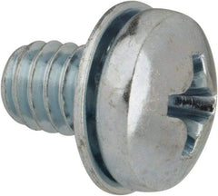 Value Collection - #8-32 UNC, 1/4" Length Under Head Phillips Drive Machine Screw - Pan Head, Grade J82 Steel, Zinc-Plated Finish, Internal Tooth - Americas Industrial Supply