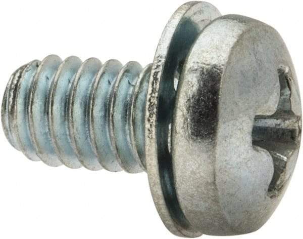 Value Collection - #8-32 UNC, 5/16" Length Under Head Phillips Drive Machine Screw - Pan Head, Grade J82 Steel, Zinc-Plated Finish, Internal Tooth - Americas Industrial Supply
