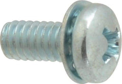 Value Collection - #8-32 UNC, 3/8" Length Under Head Phillips Drive Machine Screw - Pan Head, Grade J82 Steel, Zinc-Plated Finish, Internal Tooth - Americas Industrial Supply