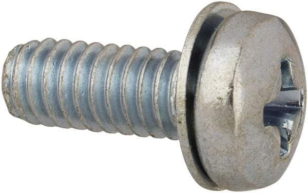 Value Collection - #8-32 UNC, 7/16" Length Under Head Phillips Drive Machine Screw - Pan Head, Grade J82 Steel, Zinc-Plated Finish, Internal Tooth - Americas Industrial Supply