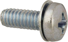 Value Collection - #8-32 UNC, 7/16" Length Under Head Phillips Drive Machine Screw - Pan Head, Grade J82 Steel, Zinc-Plated Finish, Internal Tooth - Americas Industrial Supply
