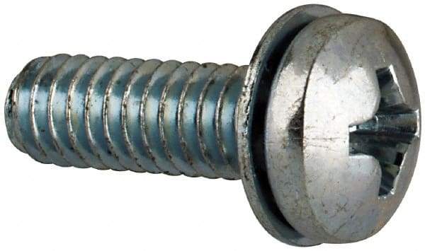 Value Collection - #8-32 UNC, 1/2" Length Under Head Phillips Drive Machine Screw - Pan Head, Grade J82 Steel, Zinc-Plated Finish, Internal Tooth - Americas Industrial Supply