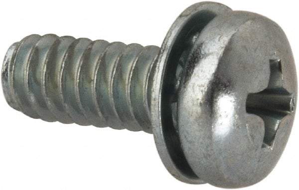 Value Collection - #10-24 UNC, 1/2" Length Under Head Phillips Drive Machine Screw - Pan Head, Grade J82 Steel, Zinc-Plated Finish, Internal Tooth - Americas Industrial Supply