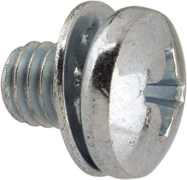 Value Collection - #10-32 UNF, 1/4" Length Under Head Phillips Drive Machine Screw - Pan Head, Grade J82 Steel, Zinc-Plated Finish, Internal Tooth - Americas Industrial Supply