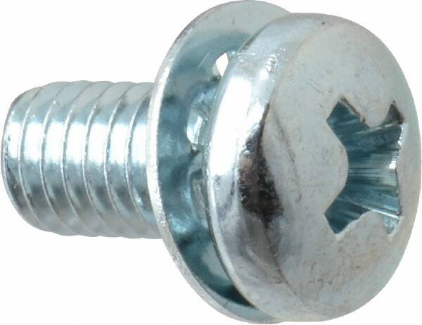Value Collection - #10-32 UNF, 3/8" Length Under Head Phillips Drive Machine Screw - Pan Head, Grade J82 Steel, Zinc-Plated Finish, Internal Tooth - Americas Industrial Supply