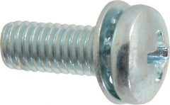 Value Collection - #10-32 UNF, 1/2" Length Under Head Phillips Drive Machine Screw - Pan Head, Grade J82 Steel, Zinc-Plated Finish, Internal Tooth - Americas Industrial Supply