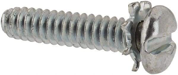 Value Collection - #4-40 UNC, 1/2" Length Under Head Slotted Drive Machine Screw - Pan Head, Grade J82 Steel, Zinc-Plated Finish, External Tooth - Americas Industrial Supply