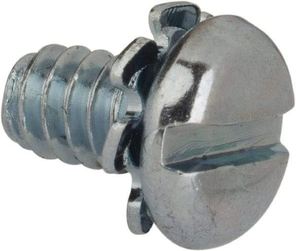 Value Collection - #6-32 UNC, 1/4" Length Under Head Slotted Drive Machine Screw - Pan Head, Grade J82 Steel, Zinc-Plated Finish, External Tooth - Americas Industrial Supply