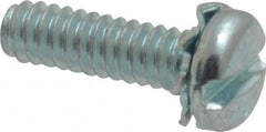 Value Collection - #6-32 UNC, 1/2" Length Under Head Slotted Drive Machine Screw - Pan Head, Grade J82 Steel, Zinc-Plated Finish, External Tooth - Americas Industrial Supply