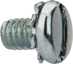 Value Collection - #8-32 UNC, 1/4" Length Under Head Slotted Drive Machine Screw - Pan Head, Grade J82 Steel, Zinc-Plated Finish, External Tooth - Americas Industrial Supply