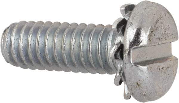 Value Collection - #8-32 UNC, 1/2" Length Under Head Slotted Drive Machine Screw - Pan Head, Grade J82 Steel, Zinc-Plated Finish, External Tooth - Americas Industrial Supply