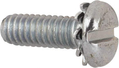 Value Collection - #8-32 UNC, 1/2" Length Under Head Slotted Drive Machine Screw - Pan Head, Grade J82 Steel, Zinc-Plated Finish, External Tooth - Americas Industrial Supply