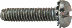 Value Collection - #8-32 UNC, 3/4" Length Under Head Slotted Drive Machine Screw - Pan Head, Grade J82 Steel, Zinc-Plated Finish, External Tooth - Americas Industrial Supply