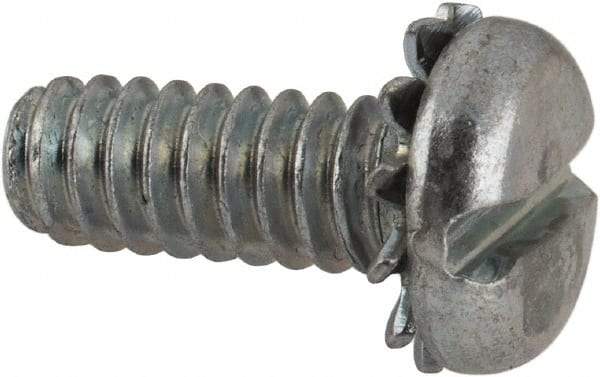 Value Collection - #10-24 UNC, 1/2" Length Under Head Slotted Drive Machine Screw - Pan Head, Grade J82 Steel, Zinc-Plated Finish, External Tooth - Americas Industrial Supply