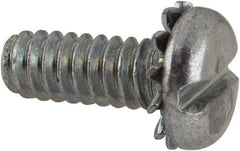 Value Collection - #10-24 UNC, 1/2" Length Under Head Slotted Drive Machine Screw - Pan Head, Grade J82 Steel, Zinc-Plated Finish, External Tooth - Americas Industrial Supply