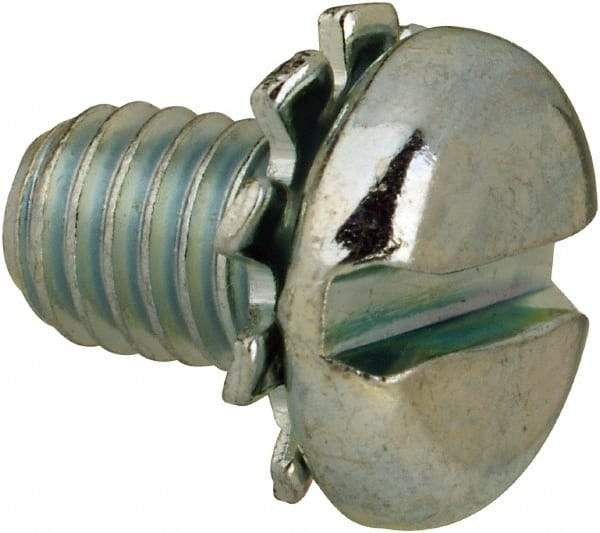 Value Collection - #10-32 UNF, 5/16" Length Under Head Slotted Drive Machine Screw - Pan Head, Grade J82 Steel, Zinc-Plated Finish, External Tooth - Americas Industrial Supply