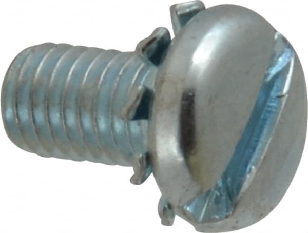 Value Collection - #10-32 UNF, 3/8" Length Under Head Slotted Drive Machine Screw - Pan Head, Grade J82 Steel, Zinc-Plated Finish, External Tooth - Americas Industrial Supply