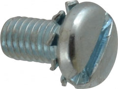 Value Collection - #10-32 UNF, 3/8" Length Under Head Slotted Drive Machine Screw - Pan Head, Grade J82 Steel, Zinc-Plated Finish, External Tooth - Americas Industrial Supply