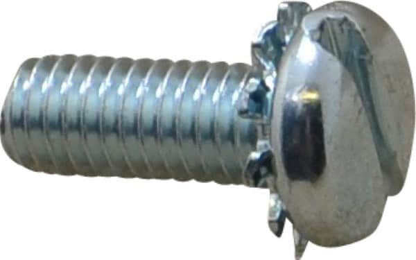 Value Collection - #10-32 UNF, 1/2" Length Under Head Slotted Drive Machine Screw - Pan Head, Grade J82 Steel, Zinc-Plated Finish, External Tooth - Americas Industrial Supply