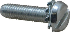 Value Collection - #10-32 UNF, 3/4" Length Under Head Slotted Drive Machine Screw - Pan Head, Grade J82 Steel, Zinc-Plated Finish, External Tooth - Americas Industrial Supply