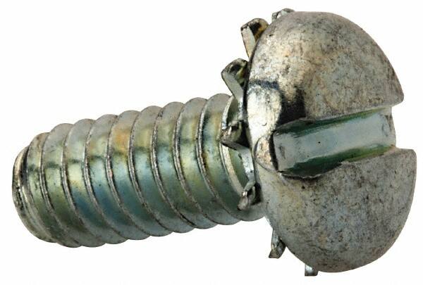 Value Collection - 1/4-20 UNC, 5/8" Length Under Head Slotted Drive Machine Screw - Pan Head, Grade J82 Steel, Zinc-Plated Finish, External Tooth - Americas Industrial Supply