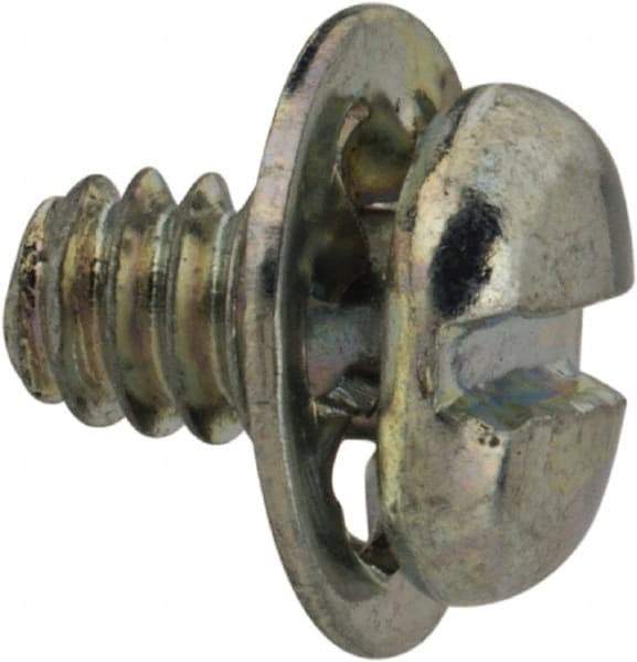 Value Collection - #4-40 UNC, 3/16" Length Under Head Slotted Drive Machine Screw - Pan Head, Grade J82 Steel, Zinc-Plated Finish, Internal Tooth - Americas Industrial Supply