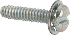 Value Collection - #4-40 UNC, 1/2" Length Under Head Slotted Drive Machine Screw - Pan Head, Grade J82 Steel, Zinc-Plated Finish, Internal Tooth - Americas Industrial Supply