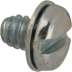 Value Collection - #6-32 UNC, 3/16" Length Under Head Slotted Drive Machine Screw - Pan Head, Grade J82 Steel, Zinc-Plated Finish, Internal Tooth - Americas Industrial Supply