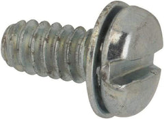 Value Collection - #6-32 UNC, 5/16" Length Under Head Slotted Drive Machine Screw - Pan Head, Grade J82 Steel, Zinc-Plated Finish, Internal Tooth - Americas Industrial Supply