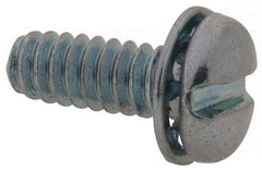 Value Collection - #6-32 UNC, 3/8" Length Under Head Slotted Drive Machine Screw - Pan Head, Grade J82 Steel, Zinc-Plated Finish, Internal Tooth - Americas Industrial Supply