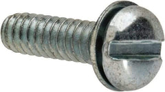 Value Collection - #6-32 UNC, 1/2" Length Under Head Slotted Drive Machine Screw - Pan Head, Grade J82 Steel, Zinc-Plated Finish, Internal Tooth - Americas Industrial Supply