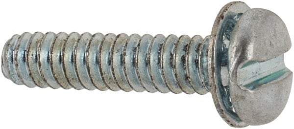 Value Collection - #6-32 UNC, 5/8" Length Under Head Slotted Drive Machine Screw - Pan Head, Grade J82 Steel, Zinc-Plated Finish, Internal Tooth - Americas Industrial Supply