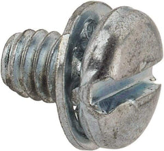 Value Collection - #8-32 UNC, 1/4" Length Under Head Slotted Drive Machine Screw - Pan Head, Grade J82 Steel, Zinc-Plated Finish, Internal Tooth - Americas Industrial Supply