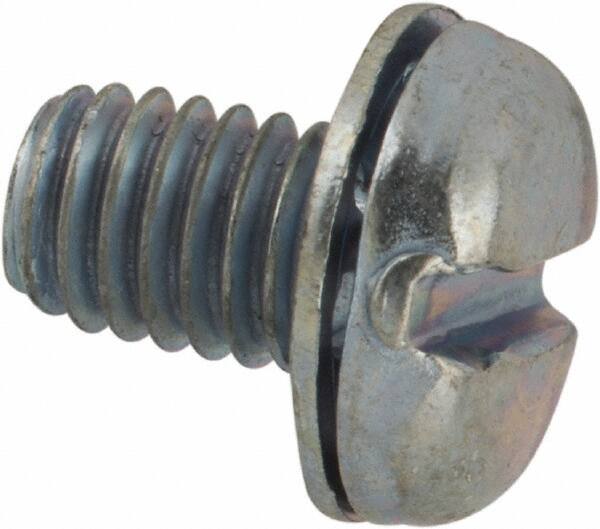 Value Collection - #10-32 UNF, 5/16" Length Under Head Slotted Drive Machine Screw - Pan Head, Grade J82 Steel, Zinc-Plated Finish, Internal Tooth - Americas Industrial Supply