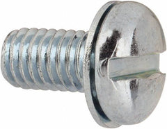 Value Collection - #10-32 UNF, 3/8" Length Under Head Slotted Drive Machine Screw - Pan Head, Grade J82 Steel, Zinc-Plated Finish, Internal Tooth - Americas Industrial Supply