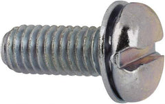 Value Collection - #10-32 UNF, 1/2" Length Under Head Slotted Drive Machine Screw - Pan Head, Grade J82 Steel, Zinc-Plated Finish, Internal Tooth - Americas Industrial Supply