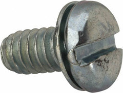 Value Collection - 1/4-20 UNC, 1/2" Length Under Head Slotted Drive Machine Screw - Pan Head, Grade J82 Steel, Zinc-Plated Finish, Internal Tooth - Americas Industrial Supply