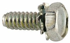 Value Collection - #6-32 UNC, 3/8" Length Under Head Hex Drive Machine Screw - Hex Head, Grade J82 Steel, Zinc-Plated Finish, External Tooth - Americas Industrial Supply