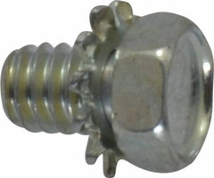 Value Collection - #8-32 UNC, 1/4" Length Under Head Hex Drive Machine Screw - Hex Head, Grade J82 Steel, Zinc-Plated Finish, External Tooth - Americas Industrial Supply