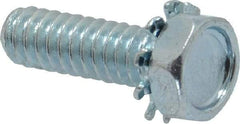 Value Collection - #10-24 UNC, 5/8" Length Under Head Hex Drive Machine Screw - Hex Head, Grade J82 Steel, Zinc-Plated Finish, External Tooth - Americas Industrial Supply