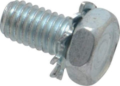 Value Collection - #10-32 UNF, 3/8" Length Under Head Hex Drive Machine Screw - Hex Head, Grade J82 Steel, Zinc-Plated Finish, External Tooth - Americas Industrial Supply