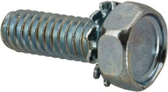 Value Collection - 1/4-20 UNC, 3/4" Length Under Head Hex Drive Machine Screw - Hex Head, Grade J82 Steel, Zinc-Plated Finish, External Tooth - Americas Industrial Supply