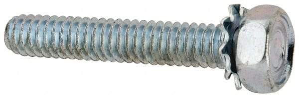 Value Collection - 1/4-20 UNC, 1-1/2" Length Under Head Hex Drive Machine Screw - Hex Head, Grade J82 Steel, Zinc-Plated Finish, External Tooth - Americas Industrial Supply