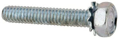 Value Collection - 1/4-20 UNC, 1-1/2" Length Under Head Hex Drive Machine Screw - Hex Head, Grade J82 Steel, Zinc-Plated Finish, External Tooth - Americas Industrial Supply